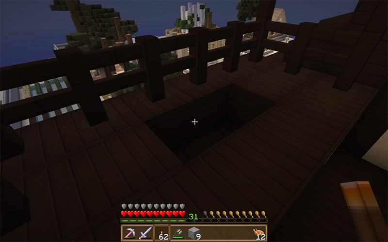 Glowstone en el suelo de la terraza, lo mismo en la terraza opuesta.