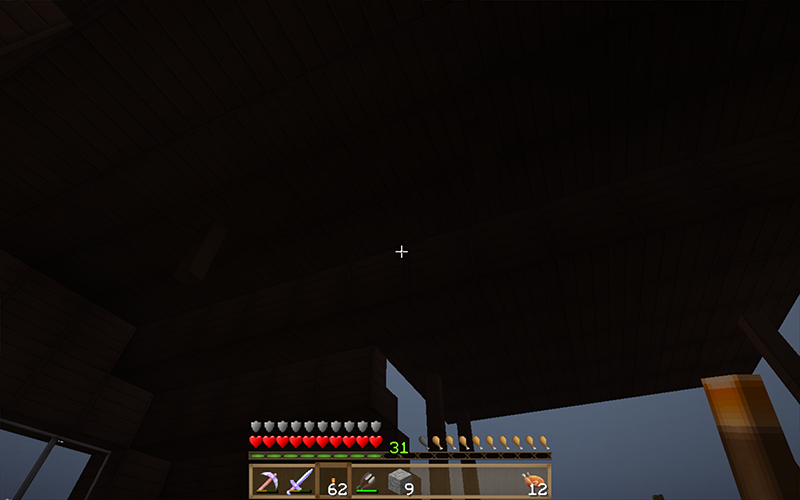 3 Glowstones en el techo de la casa (poca visibilidad)