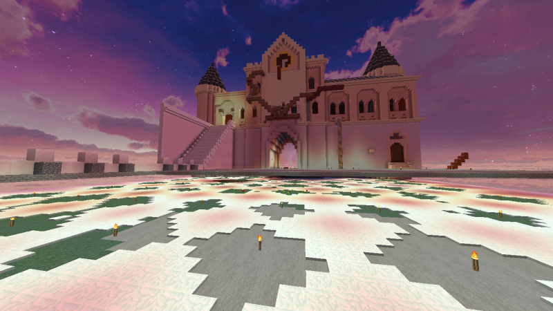 Los andamios para hacer la fachada interior.