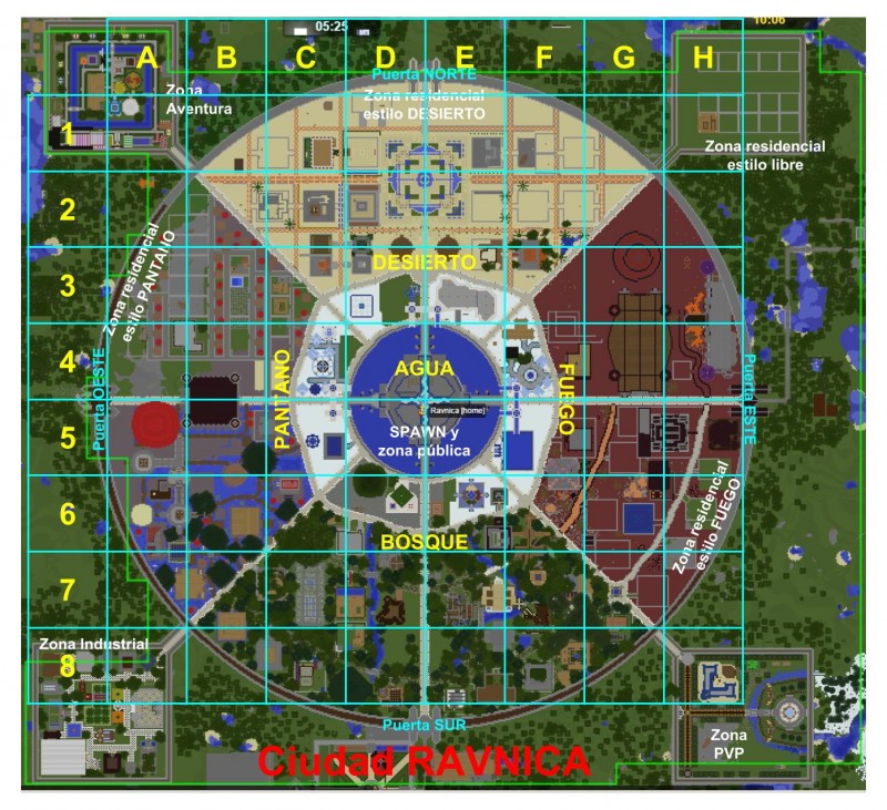 Plano de la ciudad de Ravnica con coordenadas 29-08-2015