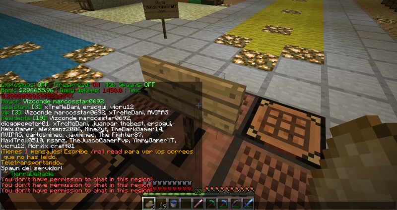 Sin permisos para hablar por el chat en esos 9 bloques ...