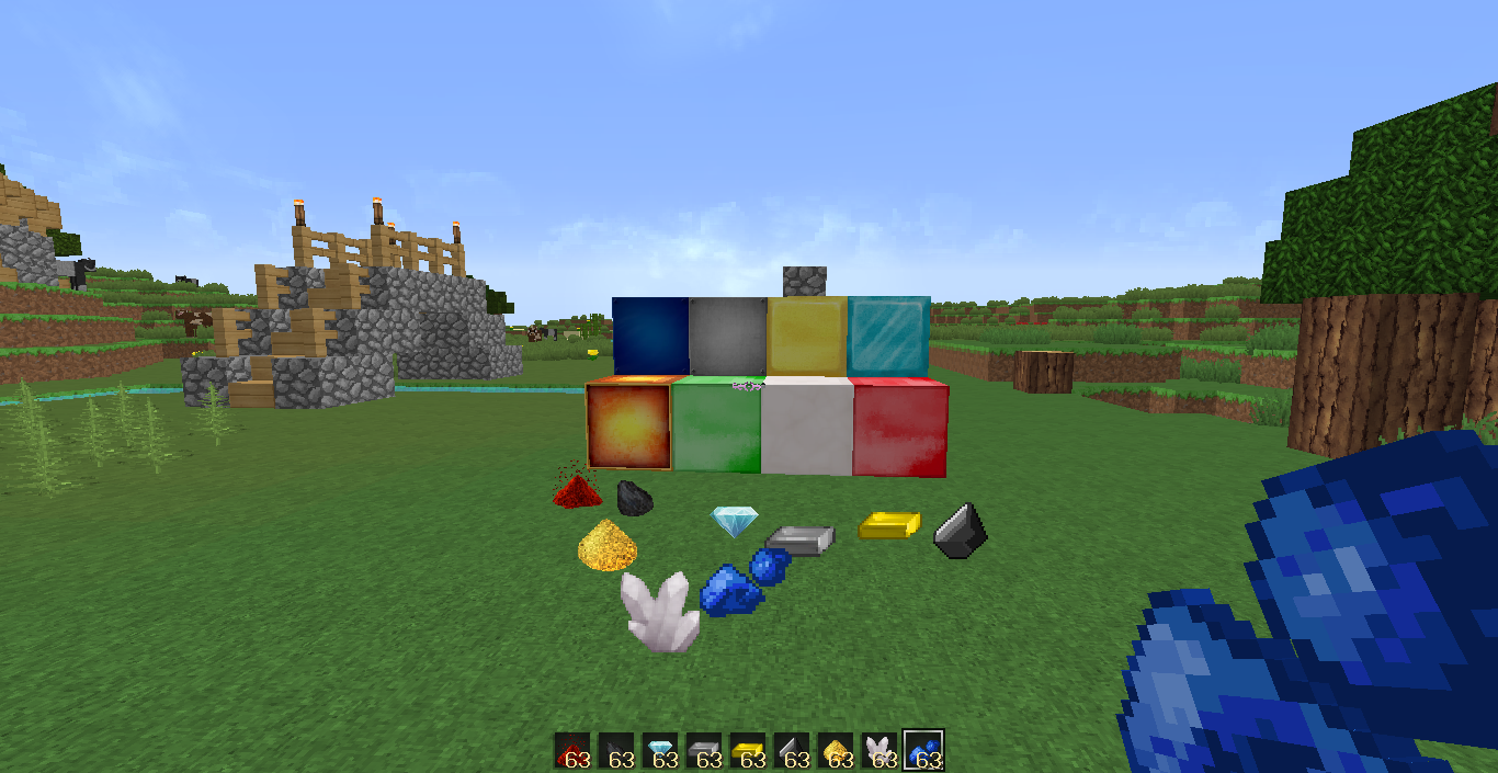 Algunos minerales (El bloque de redstone es temporal)