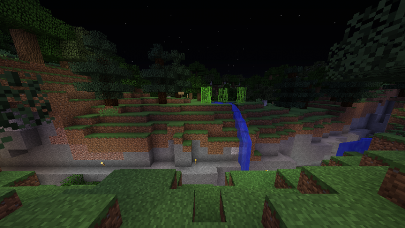 Este barranco me encontré, no tenia nada arreglado, ni siquiera esa fuente que ves, ni esos arboles de abeto (a los lados) ni el terreno acorde al barrancp.