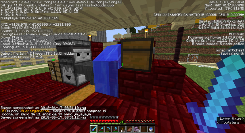 En mi maquina cementera, el cofre fue grifeado y le falta un bloque de nether rojo a la máquina.