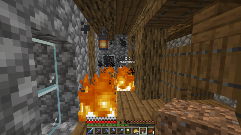 aqui empezo  con el mechero a poner fuego en la casa