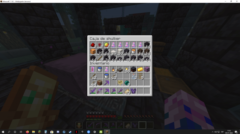 shulker con el contenido que realmente debería tener y tiene los ítems de la ultima vez que la utilice