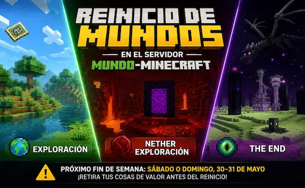 🔄 Reinicio de mundos: Exploración, Nether Exploración y The End