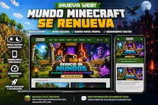 Nuevo diseño móvil Mundo Minecraft: web responsive, modo oscuro y optimización
