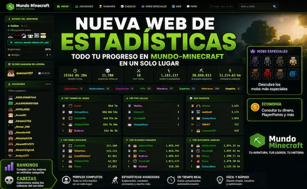 Descubre tu progreso en Mundo-Minecraft: nueva web de estadísticas ya disponible